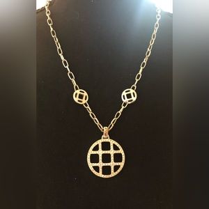 NWT! Golden Stella Medallion Necklace w/Rhinestones; Adjustable Back